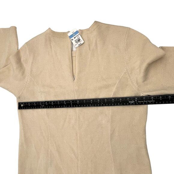 J. Mclaughlin 100% Merino Wool Womens XL Sweater 1/4 Zip 3/4 Sleeve Cream NWT - Picture 9 of 10